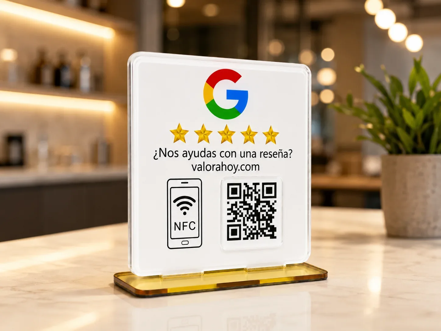 Tarjeta NFC y QR ValoraHoy para conseguir reseñas de Google.